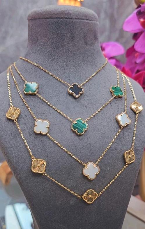 Van Cleef gouden 585 Clover ketting 1, 3 of 5 klavers Nieuw, Sieraden, Tassen en Uiterlijk, Kettingen, Nieuw, Goud, Goud, Ophalen of Verzenden