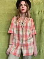Vintage blouse - geruit - oranje/zalm - 42/XL of oversized, Kleding | Dames, Blouses en Tunieken, Oranje, Gedragen, Maat 42/44 (L)