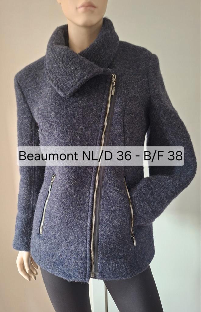 Blauwe wollen Beaumont jas / mantel NL/D 36, Kleding | Dames, Jassen | Winter, Zo goed als nieuw, Maat 36 (S), Blauw, Ophalen of Verzenden