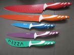 messenblok met 5 messen/ o.a. speciaal pizza mes, Huis en Inrichting, Ophalen of Verzenden, Zo goed als nieuw, Rvs of Chroom, Bestekset