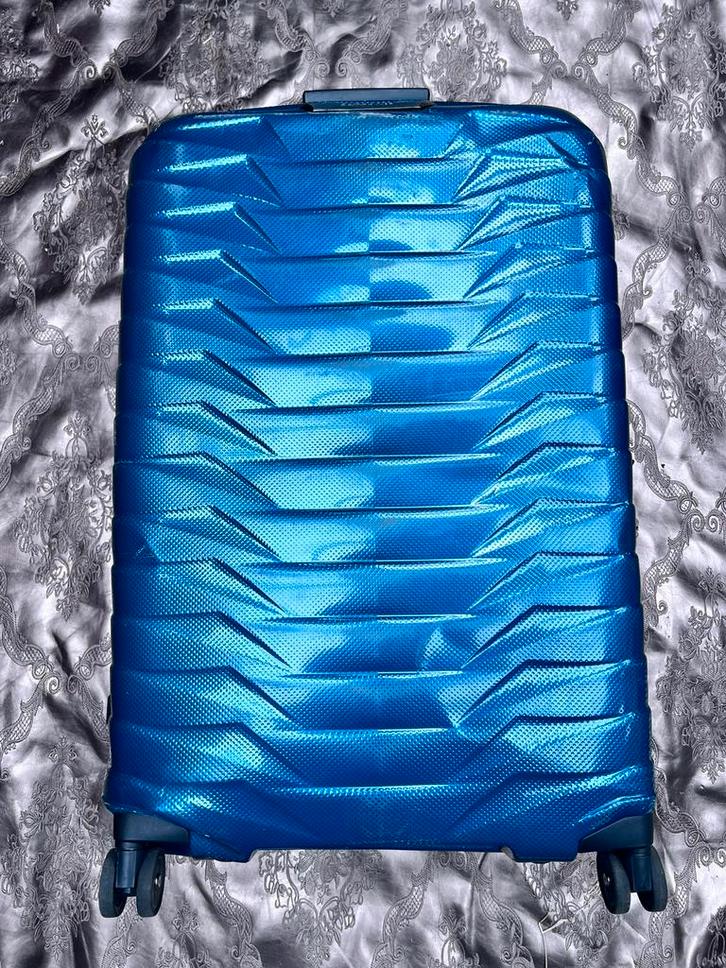 Samsonite trolley Proxis 75 cm. blauw reiskoffer / schade, Sieraden, Tassen en Uiterlijk, Koffers, Gebruikt, Hard kunststof, 70 cm of meer