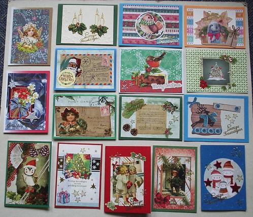 Set 25x zelfgemaakte kerstkaarten / wenskaarten kerst (h), Hobby en Vrije tijd, Kaarten | Zelfgemaakt, Nieuw, Kerst, Verzenden