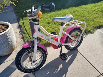 Kleine kinderfiets, Corvino, roze wit meisjesfiets beschikbaar voor biedingen