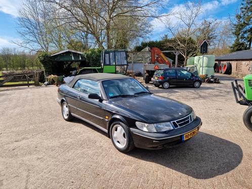 Saab cabriolet 1995 Zwart, Auto's, Saab, Particulier, Saab 900, Benzine, Cabriolet, Handgeschakeld, Geïmporteerd, Zwart, Beige
