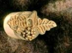 13156-9 Zilveren ring met blad motief, Ophalen of Verzenden, Zo goed als nieuw, 17 tot 18, Dame