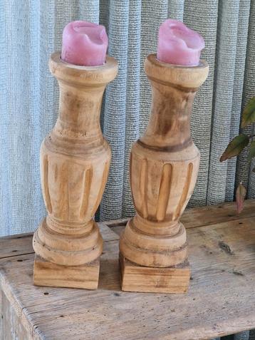 Blank Houten Kandelaars - 40cm beschikbaar voor biedingen