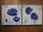 Tweeluik: Purple Poppies / Paarse klaproos (2x 50x50x4 cm), Huis en Inrichting, Woonaccessoires | Schilderijen, Tekeningen en Foto's