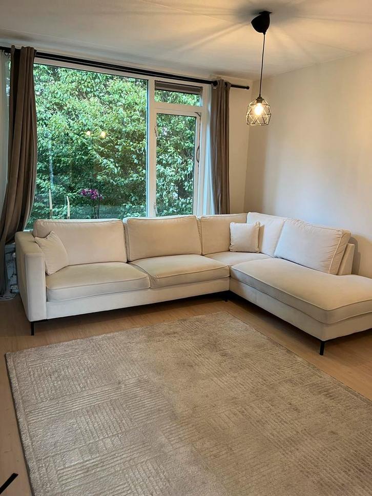 Hoekbank - Wasbare Hoes - Wegens Verhuizing, Huis en Inrichting, Banken | Complete zithoeken, Zo goed als nieuw, Hout, Stof, Overige materialen