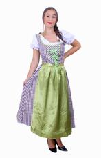 Lange Heidi Tirol Dirndl jurk groen bruin oktoberfest XS S, Carnaval, Nieuw, Ophalen of Verzenden, Kleding