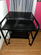 Zwart metalen tafeltje met wieltjes, Ophalen, Gebruikt, 70 tot 120 cm, Industrieel