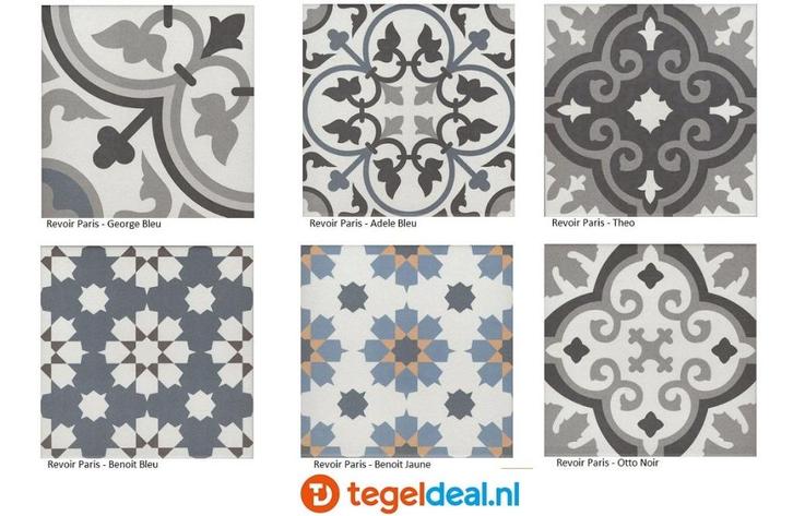 Revoir Paris/La Villette á 39,95 euro/6 designs op voorraad, Doe-het-zelf en Verbouw, Tegels, Nieuw, Vloertegels, Keramiek, Ophalen