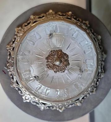 2248 plafonnière persglas opengewerkt koper frame swiet beschikbaar voor biedingen
