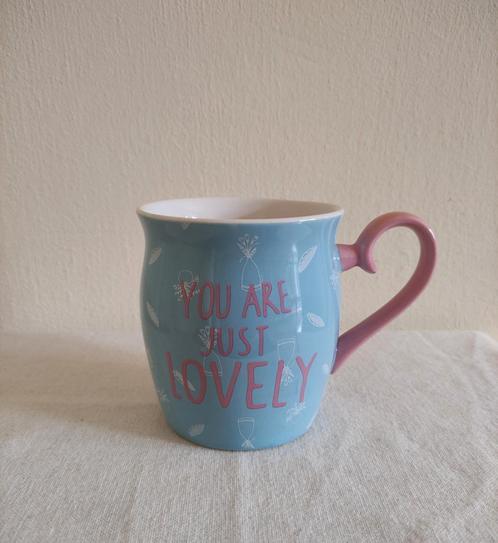 Hema mok lichtblauw met tekst 'you are just lovely'., Huis en Inrichting, Keuken | Servies, Zo goed als nieuw, Kop(pen) en/of Schotel(s)