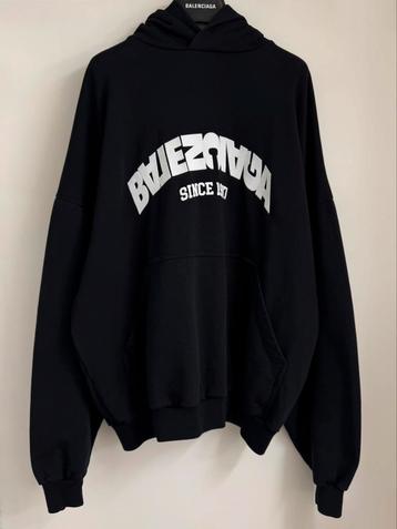 Balenciaga Back Flip Hoodie Zwart Black Oversized Maat 1 beschikbaar voor biedingen