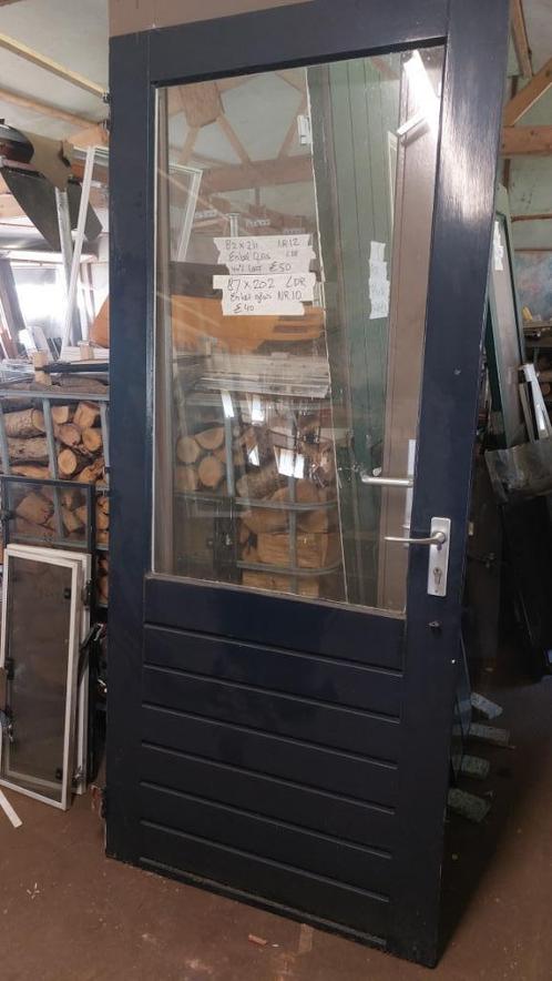 achter deuren, Doe-het-zelf en Verbouw, Deuren en Horren, Gebruikt, Buitendeur, 200 tot 215 cm, 80 tot 100 cm, Glas, Hout, Ophalen