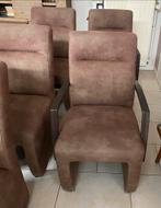 6 Bruine Alcantara Stoelen met Wieltjes - Perfecte Staat, Bruin, Ophalen of Verzenden, Zo goed als nieuw, Stof