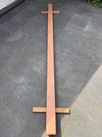 Houten Turnbalk met leer omkleed, wegdraaiende poten, Sport en Fitness, Ophalen, Bruin, Materiaal, Maat 36 t/m 42