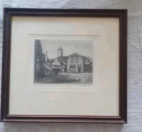 mooie ets Katwijk aan zee rond 1900 Karel Kok 1983, Antiek en Kunst, Kunst | Etsen en Gravures, Ophalen