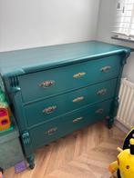 Groene brocante vintage ladekast / commode met 3 lades, Ophalen