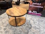 Salontafel rond Ø85 mangohout/Metaal Direct/Leverbaar E-7248, Huis en Inrichting, Tafels | Salontafels, Ophalen, 50 tot 100 cm