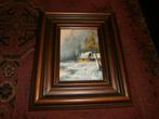 Winterlandschap, olieverf, linnen, realisme, klassiek, Antiek en Kunst, Kunst | Schilderijen | Klassiek, Ophalen of Verzenden