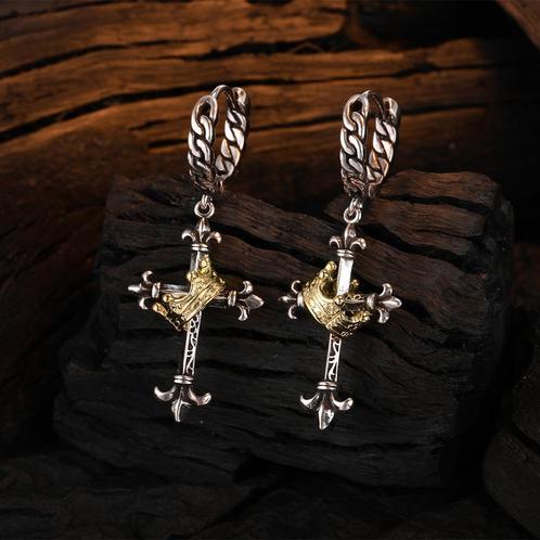 Gepersonaliseerde Creatieve 925 Zilveren Kroon Kleurblok Kru, Sieraden, Tassen en Uiterlijk, Oorbellen, Nieuw, Hangers, Zilver