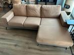 Cognac 3 pers bank met chaise longue links van Pronto, Huis en Inrichting, Banken | Complete zithoeken, Ophalen, Gebruikt, Stof