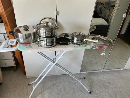 Pannenset 4x 1 grote spatdeksel en 1kleine koekepan, Huis en Inrichting, Keuken | Potten en Pannen, Gebruikt, Pannenset, Rvs, Ophalen of Verzenden