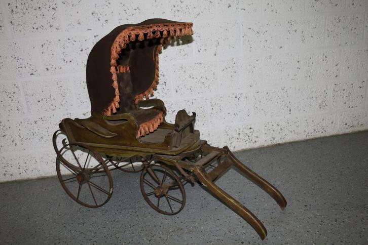 Antieke paardenbuggy huifkar gecaptioneerde zitting hout '60, Antiek en Kunst, Antiek | Speelgoed, Ophalen