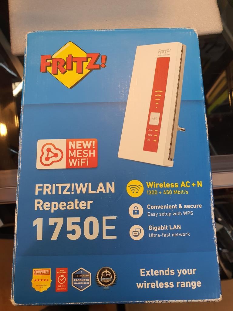 Fritz!WLAN Repeater 1750E, Computers en Software, WiFi-versterkers, Ophalen of Verzenden, Nieuw, Fritz