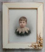 19e eeuw - Portret Jongetje met kanten kraag - V Morel, Antiek en Kunst, Kunst | Schilderijen | Klassiek, Ophalen of Verzenden