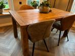 Mooie robuuste houten tafel + 4 stoelen, Huis en Inrichting, Tafels | Eettafels, Ophalen, 200 cm of meer, 50 tot 100 cm, Zo goed als nieuw