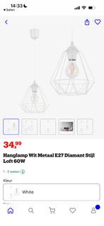 Hanglamp wit diamant, Huis en Inrichting, Ophalen, Gebruikt, Metaal, Modern