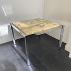 Vintage onyx salontafel in zand-/grijstinten, Ophalen, Gebruikt, 50 tot 100 cm, Vierkant