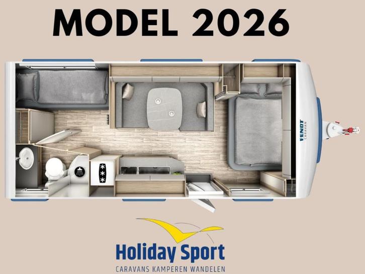 Fendt Bianco Activ 560 SKM modeljaar 2026, Caravans en Kamperen, Caravans, Bedrijf, tot en met 5, 1250 - 1500 kg, Treinzit, Fendt