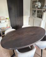 Ovale mangohouten eettafel Japandi look, Huis en Inrichting, Tafels | Eettafels, 100 tot 150 cm, 200 cm of meer, Ophalen of Verzenden