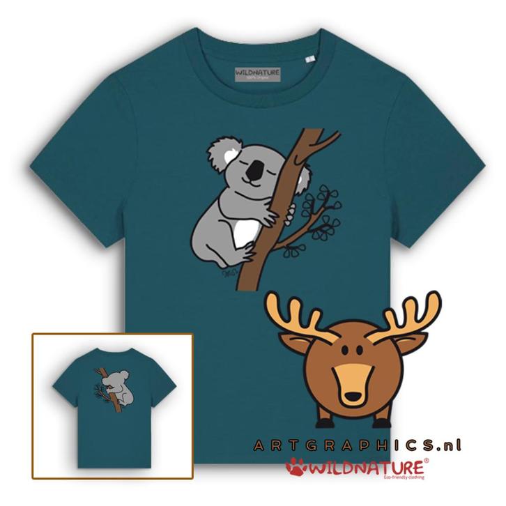 WILDNATURE Dames T-Shirt-Koala-100% BIOKATOEN S-M-L, Kleding | Dames, T-shirts, Nieuw, Maat 38/40 (M), Groen, Korte mouw, Verzenden