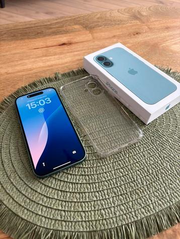 iphone 16 128 GB teal blauw met hoesje geen beschadeging beschikbaar voor biedingen