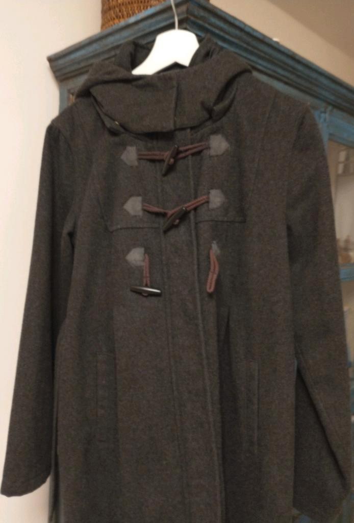 Positie duffelcoat wol mamalicious, Kleding | Dames, Positiekleding, Gedragen, Overige typen, Maat 38/40 (M), Grijs, Ophalen of Verzenden