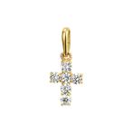 Gouden Kruis hangertje met zirkonia - 14 karaat goud, Nieuw, Ophalen of Verzenden, Kruis of Symbool, Goud