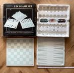 Vintage 3 in 1 spel. Glazen borden en pionnen, Ophalen of Verzenden, Gebruikt