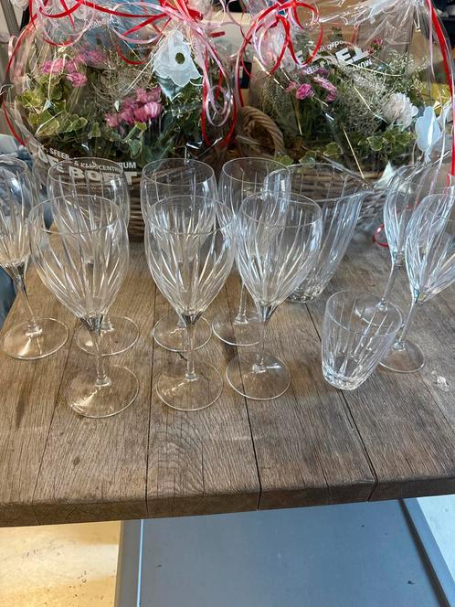Kristallen Glazen Set - Geslepen Patroon Elegantie, Antiek en Kunst, Antiek | Glas en Kristal, Ophalen of Verzenden