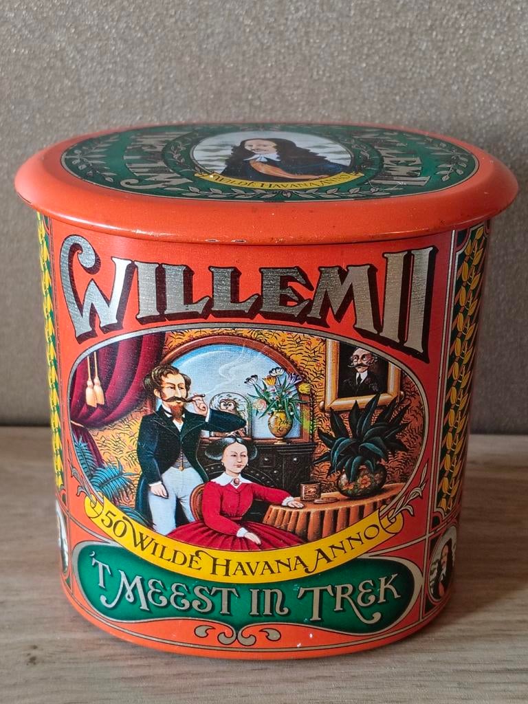 WILLEM II WILDE HAVANA BLIK SIGARENFABRIEK VALKENSWAARD, Verzenden, Gebruikt, Tabaksdoos of Verpakking