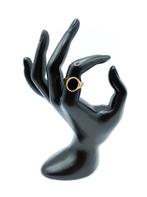 Gouden zegelring met Onyx, 18,5 mm., Sieraden, Tassen en Uiterlijk, Ringen, 18 tot 19, Gebruikt, Info@zilverwebsite.nl, Verzenden