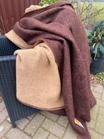 Prachtige vintage bruin/ beige hele grote wollen deken, Ophalen of Verzenden, Zo goed als nieuw