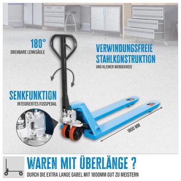 Palletwagen in 3 lengtematen leverbaar 2500 kilo PU wielen! beschikbaar voor biedingen