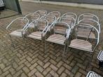 Stapelbare aluminium terrasstoelen met teakhout terras stoel, Gebruikt, Ophalen of Verzenden, Stapelbaar, Aluminium