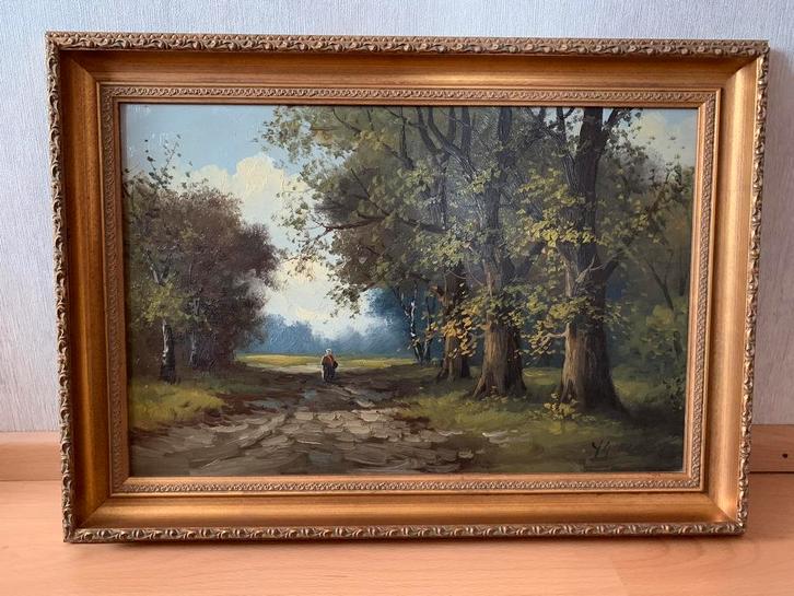 Klassiek schilderij met gouden lijst, Antiek en Kunst, Kunst | Schilderijen | Klassiek, Ophalen