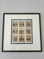 vintage ingelijste gravure prent hanen brocante oud Hollands, Antiek en Kunst, Kunst | Etsen en Gravures, Ophalen of Verzenden