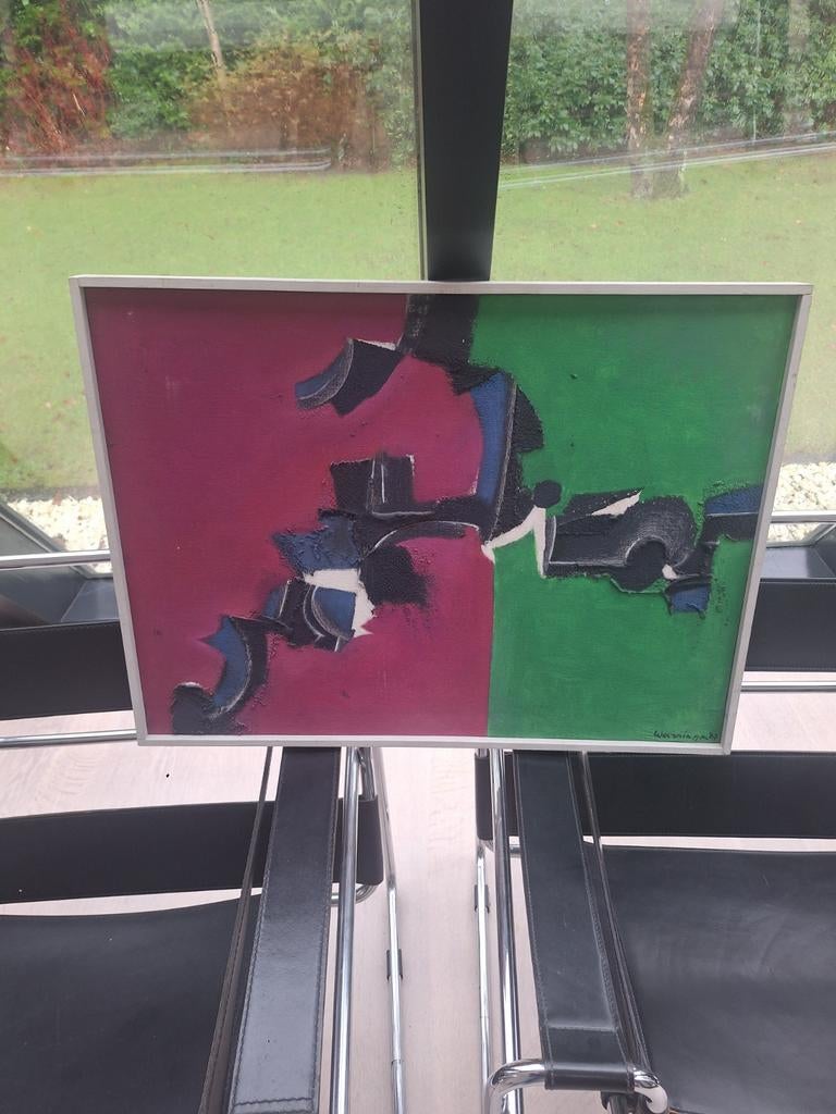 Abstract Schilderij 75x56cm, Sport en Fitness, Tafeltennis, Ophalen